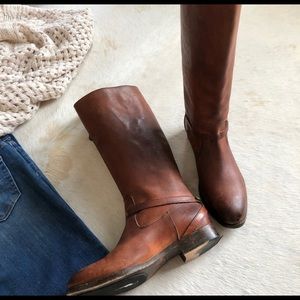Frye Lindsay Plate Boot in Cognac- Size 7.5
